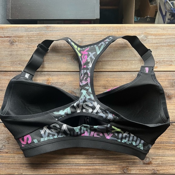 Victoria’s Secret Sport Front Zip Multicolor Logo Sports Bra Size 32C - Picture 5 of 8